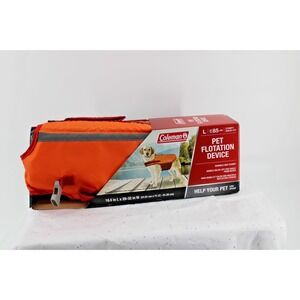 Coleman Pet Flotation Device Dog Life Jacket Vest Large L Up To 85 lbs Orange